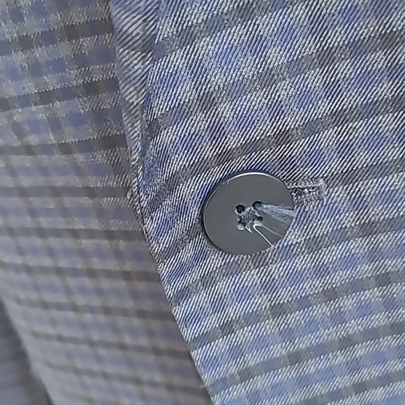 SAMUELSOHN Recent Grey Blue Plaid Super 120s Wool Mens Sz 44 L Sport Coat Blazer